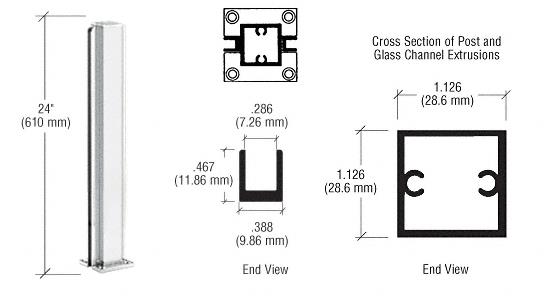 CRL Satin Anodized 24" Center Standard Partition Post