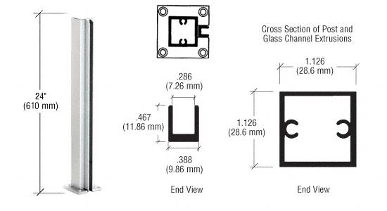 CRL Satin Anodized 24" End Standard Partition Post