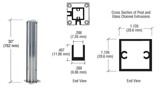 CRL Satin Anodized 30" Corner Standard Partition Post