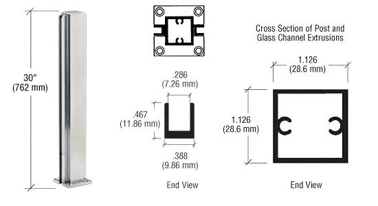 CRL Satin Anodized 30" Center Standard Partition Post