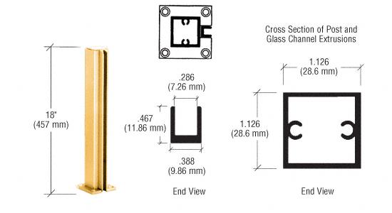 CRL Gold Anodized 18" End Standard Partition Post