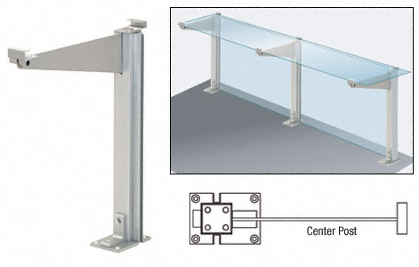 CRL Satin Anodized 18" Center Partition Post With Shelf Bracket