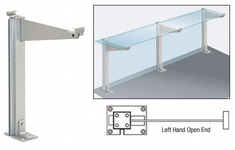 CRL D995 Series Satin Anodized 18" Left Hand Open End Partition Post With Top Shelf