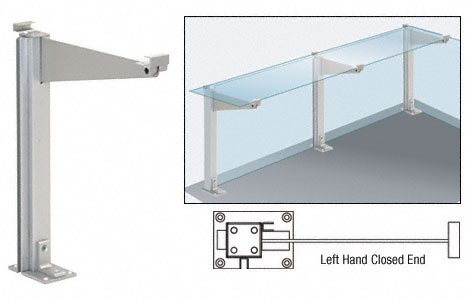 CRL Satin Anodized 18" Left Hand Closed End Partition Post With Shelf Bracket