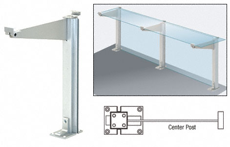 CRL D995 Series Brite Anodized 18" Center Partition Post With Top Shelf