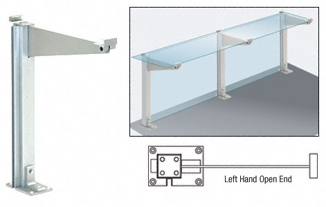 CRL D995 Series Brite Anodized 18" Left Hand Open End Partition Post With Top Shelf