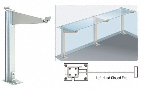CRL D995 Series Brite Anodized 18" Left Hand Closed End Partition Post With Shelf Bracket