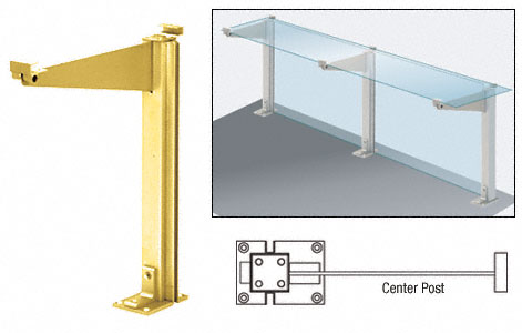 CRL D995 Series Brite Gold Anodized 18" Center Partition Post With Top Shelf