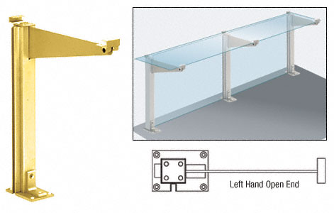 CRL D995 Series Brite Gold Anodized 18" Left Hand Open End Partition Post With Top Shelf