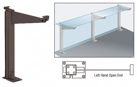 CRL D995 Series Duranodic Bronze 18" Left Hand Open End Partition Post With Top Shelf