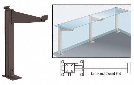 CRL D995 Series Duranodic Bronze 18" Left Hand Closed End Partition Post With Shelf Bracket