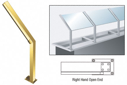 CRL Brite Gold Anodized D999 Series 23" Right Hand Open End Sneeze Guard Post
