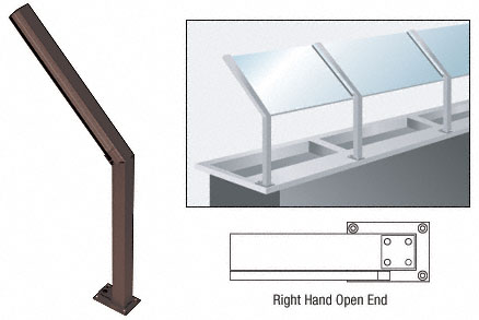 CRL Duranodic Bronze D999 Series 23" Right Hand Open End Sneeze Guard Post