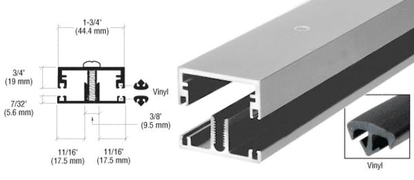 CRL Satin Anodized Shallow Division Bar with Vinyl - 12 ft Long