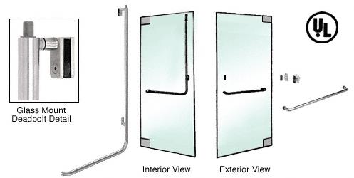 CRL Brushed Stainless Right Hand Double Acting Glass Mount Keyed Access "A" Exterior Top Securing Deadbolt Handle