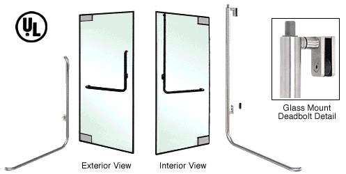 CRL Brushed Stainless Left Hand Double Acting Glass Mount Keyed Access "B" Exterior Top Securing Deadbolt Handle