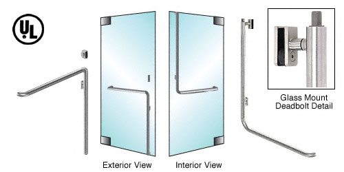 CRL Brushed Stainless Left Hand Reverse Glass Mount Keyed Access "C" Exterior Top Securing Deadbolt Handle