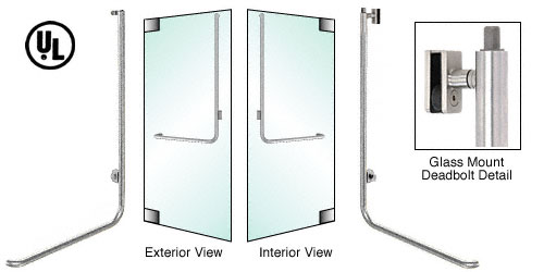 CRL Brushed Stainless Left Hand Reverse Glass Mount Cylinder/Thumbturn "D" Exterior Top Securing Deadbolt Handle