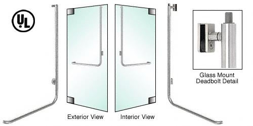 CRL Brushed Stainless Left Hand Reverse Glass Mount Keyed Access Exterior Top Securing Deadbolt Handle