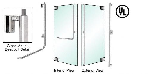 CRL Brushed  Stainless Right Hand Reverse Glass Mount  Cylinder/Thumbturn Ext. "F" Top Secured Deadbolt Exterior Handle
