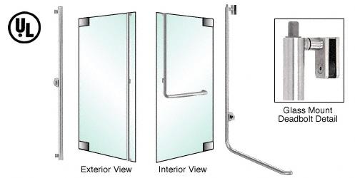 CRL Brushed  Stainless Left Hand Reverse Glass Mount Cylinder/Thumbturn "F" Top Secured Deadbolt Exterior Handle