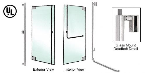 CRL Brushed  Stainless Left Hand Reverse Glass Mount Keyed Cylinder "F" Top Secured Deadbolt Exterior Handle