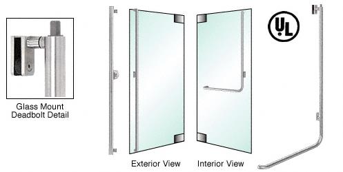 CRL Brushed  Stainless Right Hand Swing Glass Mount Keyed Cylinder Ext. "F" Top Secured Deadbolt Exterior Handle