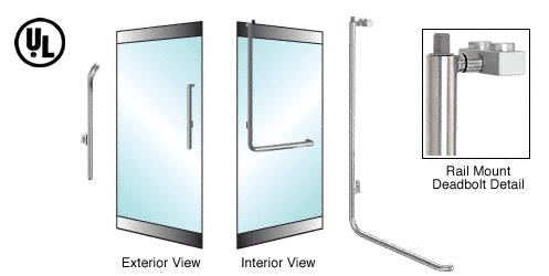 CRL Brushed Stainless Left Hand Reverse Glass Mount Keyed Cylinder "G" Top Secured Deadbolt Exterior Handle