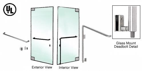 CRL Brushed Stainless Left Hand Double Acting Glass Mount Keyed Access "A" Exterior Bottom Securing Deadbolt Handle
