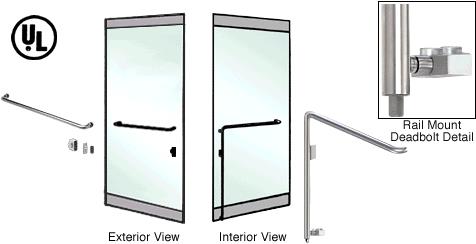 CRL Brushed Stainless Left Hand Double Acting Rail Mount Keyed Access "A" Exterior Bottom Securing Deadbolt Handle