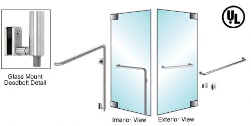 CRL Brushed Stainless Right Hand Reverse Glass Mount Cylinder/Thumbturn "A" Exterior Bottom Securing Deadbolt Handle