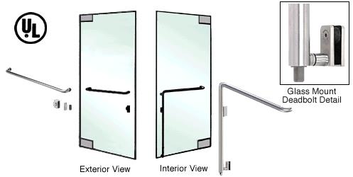 CRL Brushed Stainless Left Hand Reverse Glass Mount Keyed Access "A" Exterior Bottom Securing Deadbolt Handle