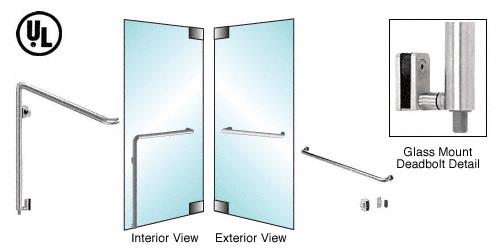 CRL Brushed Stainless Left Hand Glass Mount Thumbturn/Keyed Access "A" Exterior Bottom Securing Deadbolt Handle
