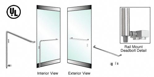 CRL Brushed Stainless Left Hand Rail Mount Keyed Access "A" Exterior Bottom Securing Deadbolt Handle