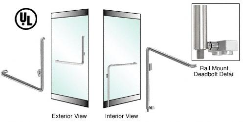 CRL Brushed Stainless Left Hand Double Acting Rail Mount Keyed Access "B" Exterior Bottom Securing Deadbolt Handle