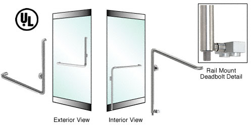 CRL Brushed Stainless Left Hand Reverse Rail Mount Cylinder/Thumbturn Access "B" Exterior Bottom Securing Deadbolt Handle