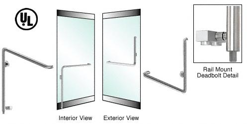CRL Brushed Stainless Left Hand Rail Mount Keyed Access "B" Exterior Bottom Securing Deadbolt Handle