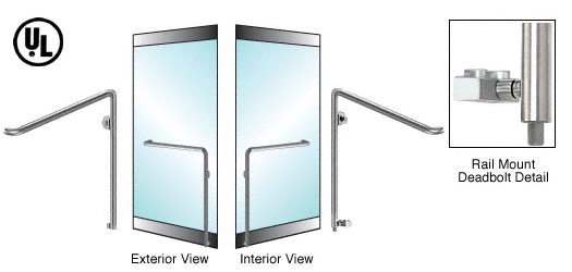 CRL Brushed Stainless Left Hand Reverse Rail Mount Cylinder/Thumbturn Access "C" Exterior Bottom Securing Deadbolt Handle