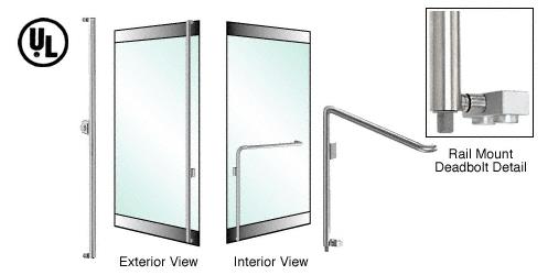 CRL Brushed Stainless Left Hand Reverse 3/4" Rail Mount Keyed Access "F" Exterior Bottom Securing Deadbolt Handle