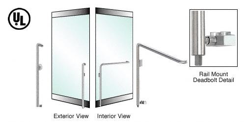 CRL Brushed Stainless Left Hand Reverse Rail Mount Keyed Access "K" Exterior Bottom Securing Deadbolt Handle