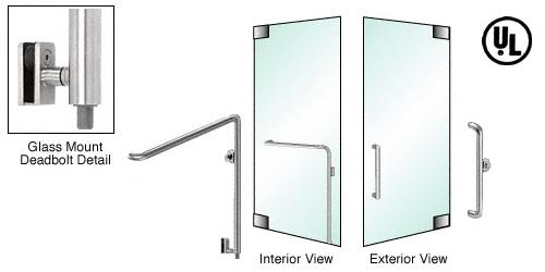 CRL Brushed Stainless Right Hand Reverse Swing Glass Mount Keyed Access "Y" Exterior Bottom Securing Deadbolt Handle