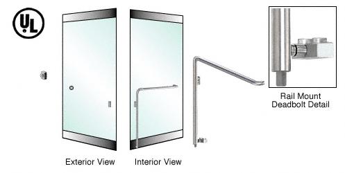 CRL Brushed Stainless Left Hand Reverse Rail Mount Keyed Access "Z" Exterior Bottom Securing Deadbolt Handle