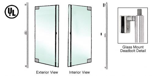 CRL Brushed Stainless Left Hand Double Acting Glass Mount Keyed Access "F" Top Secured Deadbolt Exterior Handle