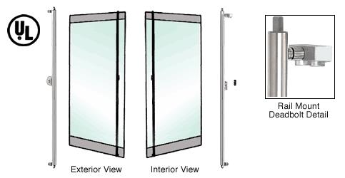 CRL Brushed Stainless Left Hand Double Acting Rail Mount Keyed Access "F" Top Secured Deadbolt Exterior Handle
