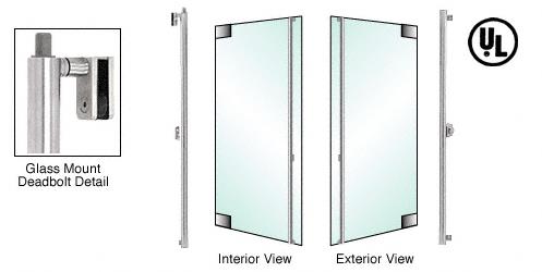 CRL Brushed Stainless Right Hand Double Acting Glass Mount Keyed Access "F" Top Secured Deadbolt Exterior Handle