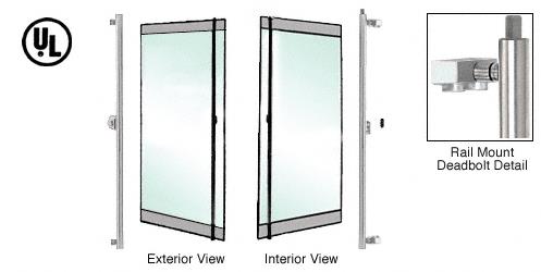 CRL Brushed Stainless Left Hand Reverse Swing Rail Mount Cylinder/Cylinder "F" Top Secured Deadbolt Exterior Handle