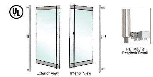 CRL Brushed Stainless Left Hand Double Acting Rail Mount Keyed Access "F" Bottom Secured Deadbolt Exterior Handle
