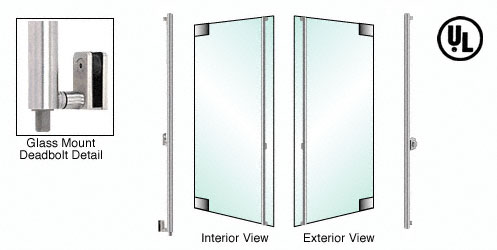 CRL Brushed Stainless Right Hand Reverse Glass Mount Keyed Access "F" Bottom Secured Deadbolt Exterior Handle