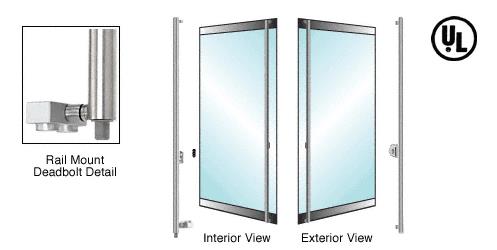 CRL Brushed Stainless Right Hand Reverse Low Profile Rail Mount Keyed Access "F" Bottom Secured Deadbolt Exterior Handle
