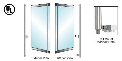 CRL Brushed Stainless Left Hand Reverse Low Profile Rail Mount Keyed Access "F" Bottom Secured Deadbolt Exterior Handle